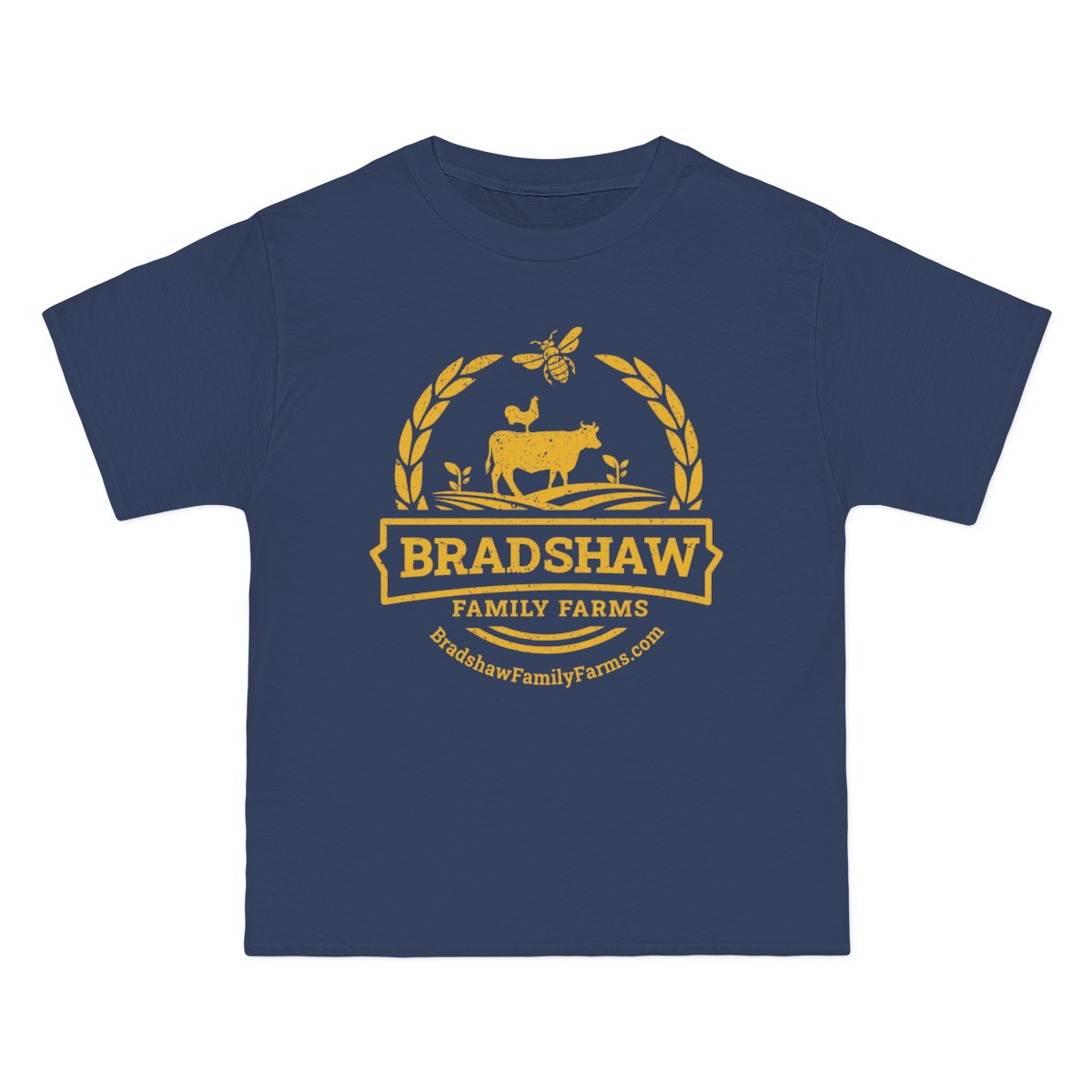 Bradshaw family farms logo on t-shirt