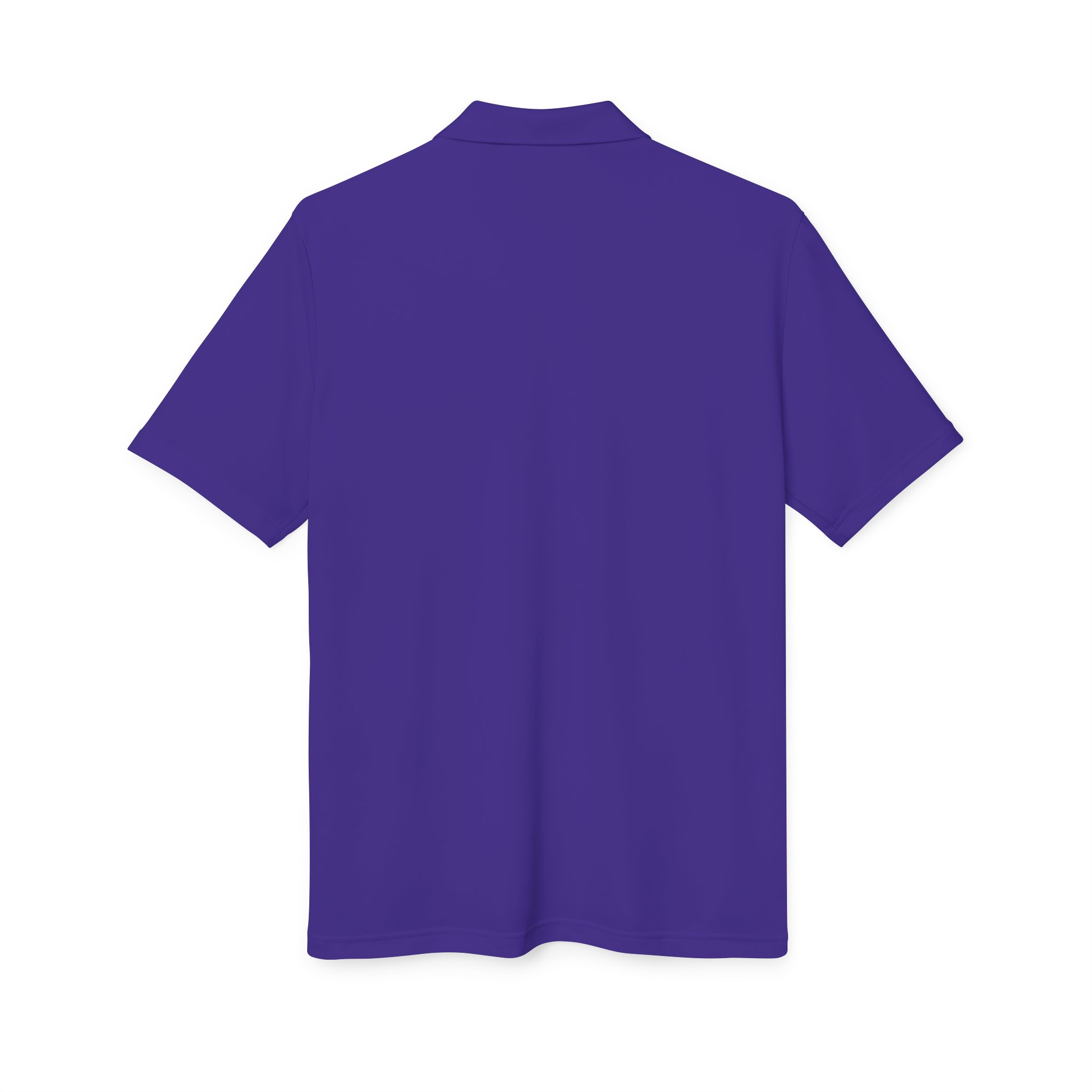 The Kings Painting Co. Performance Polo by Under Armour®, featuring a white logo, is displayed from the back in solid purple on a white background.