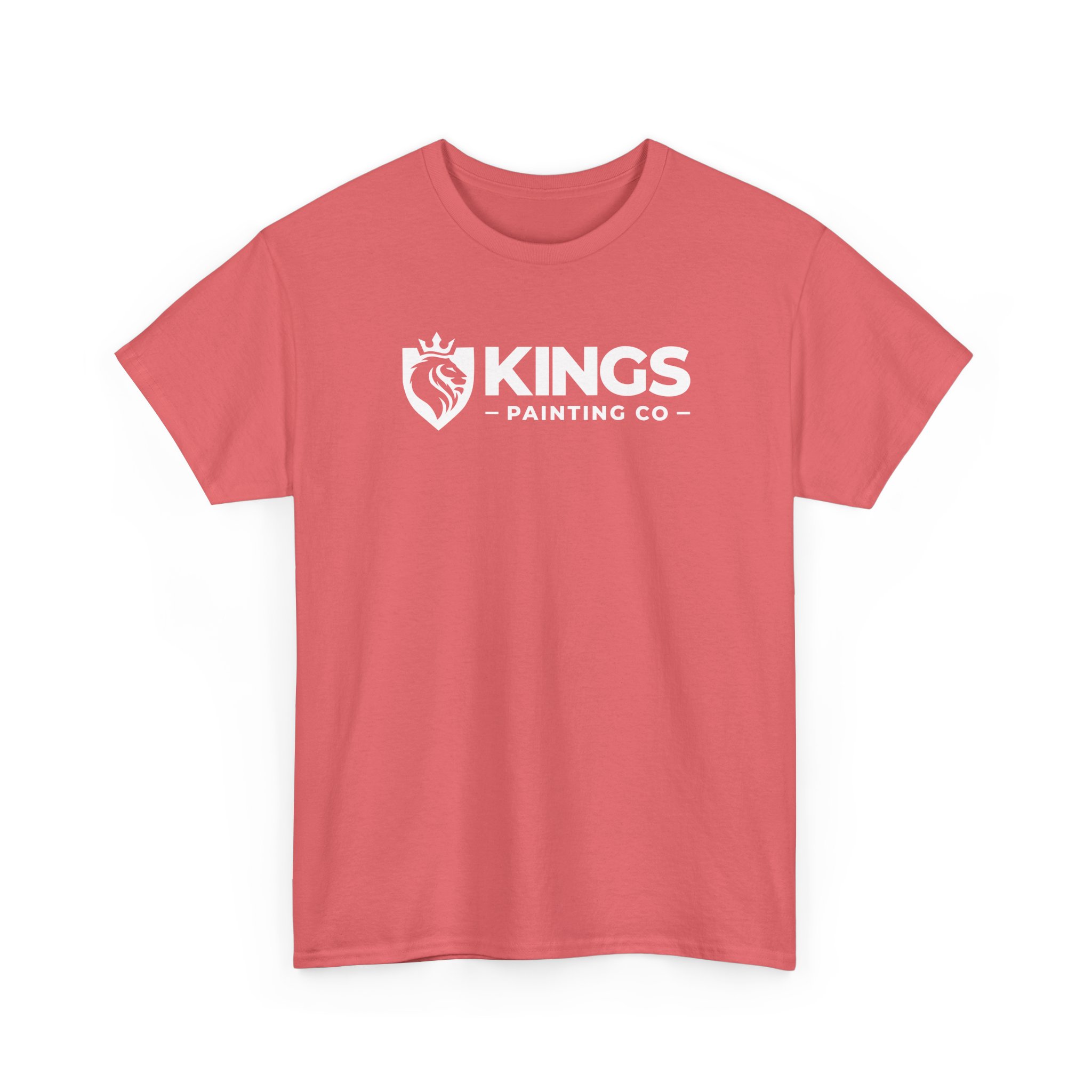 A red Kings Painting Co. Logo T‑Shirt (Classic) on Gildan Ultra Cotton (G5000) features a white Kings Painting Co logo with a shield and crowned lion emblem above the text.